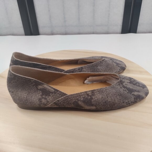 Lucky Brand Alba Snakeskin Print Suede Skimmer Ballet Flats Women US 7.5M - Picture 12 of 12